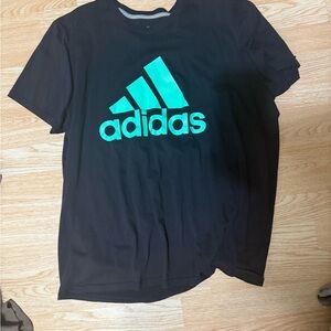 adidas Black Short-Sleeve Tee with Teal Logo